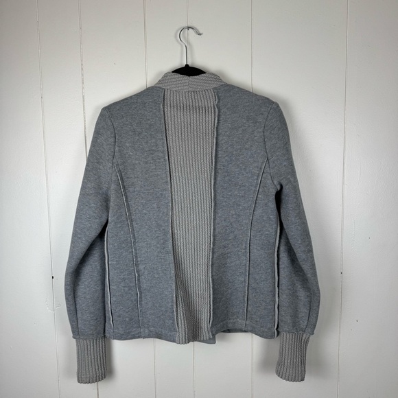 VICI Gray Knit Moto Jacket Women’s Small Asymmetrical Zip Sweater Jacket - Picture 4 of 8
